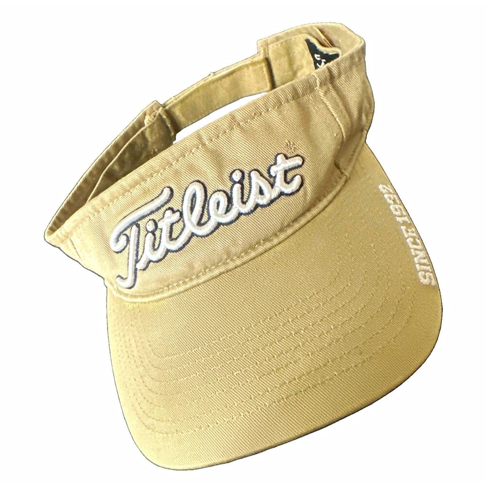 Titleist Golf Visor Beige Khaki Adjustable Embroidered Logo One Size Adult Hat